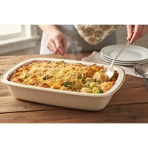 LENOX Eternal Bakeware Ivory Gold Trim Rectangular Bake Roasting Dish